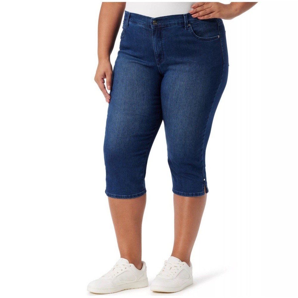 NEW Gloria Vanderbilt 24W Amanda Split Capri Stretch Jeans Slimming Pants NWT